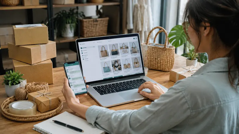 UMKM mengelola toko online dan WhatsApp Business untuk pelanggan