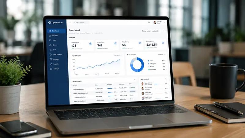 Dashboard web app operasional bisnis dengan grafik dan laporan
